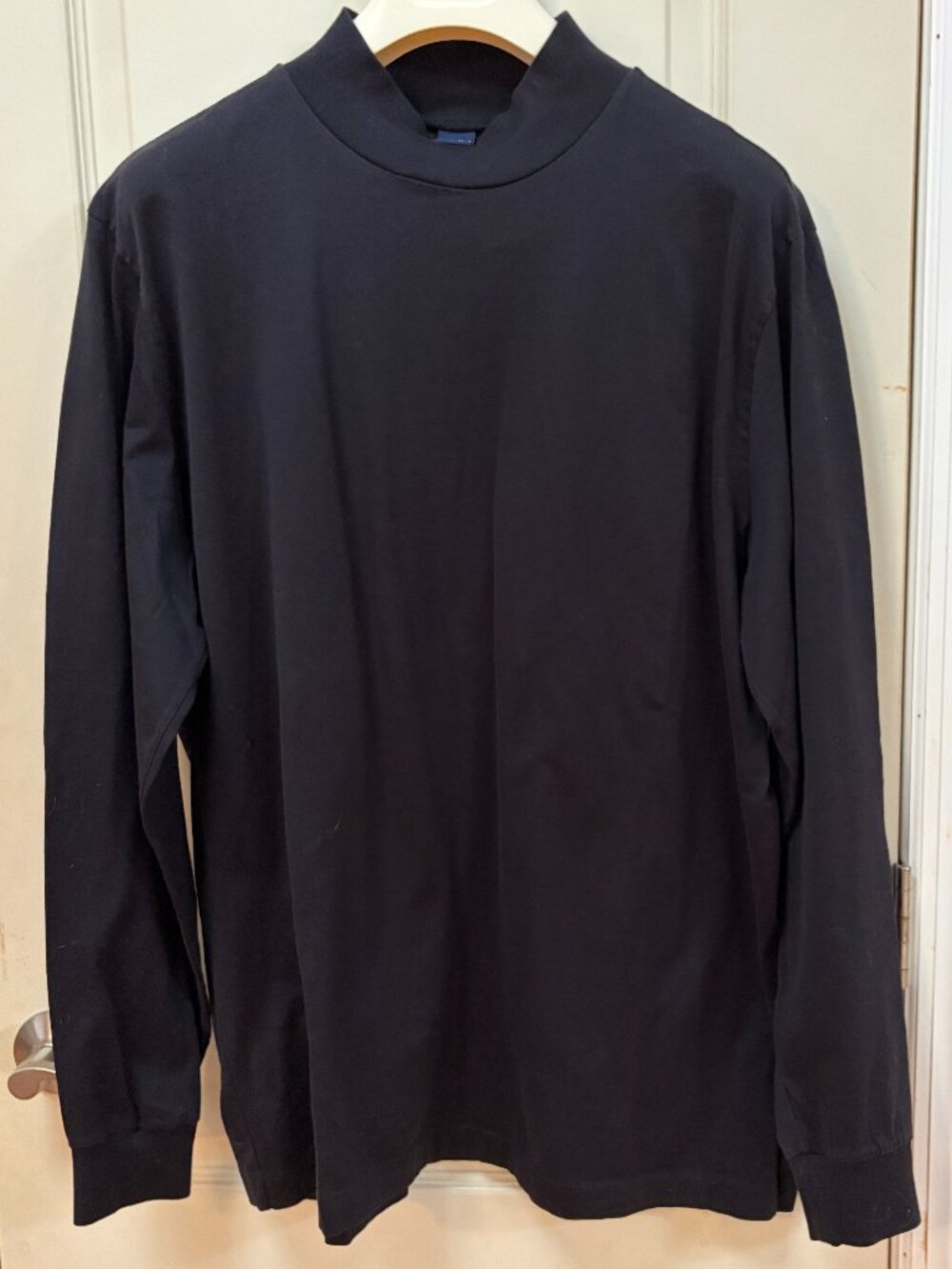 Lands' End Mens XL 46-48 100% Cotton L/S Mock Turtle T-Shirt. Black